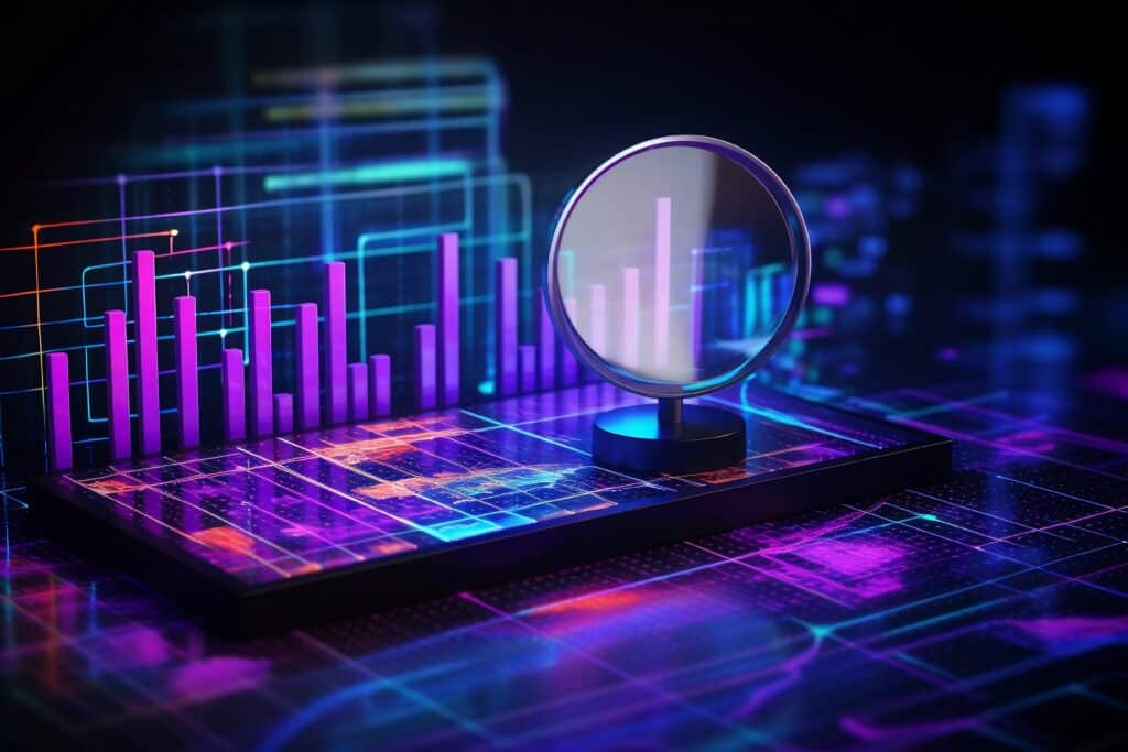 Data Analysis and Search Engine Optimization (SEO) Methodology, Generative Ai SEO illustration of a phone.